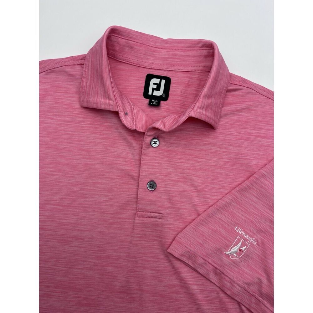 FootJoy Polo‎ Shirt Mens Medium Pink Space Dye Performance Stretch Golf Casual